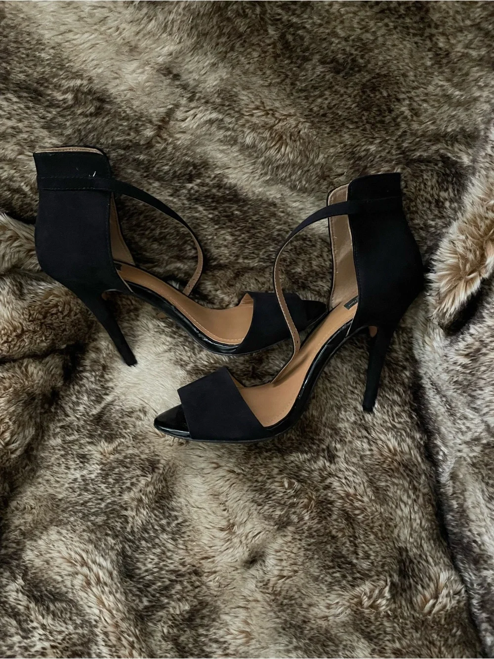 Zara Black Peep-Toe Ankle Wrap Sandals - Picture 3 of 6